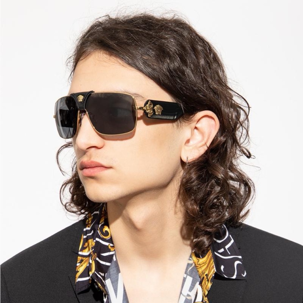 Versace Sunglasses with Black Frames and Gold Details